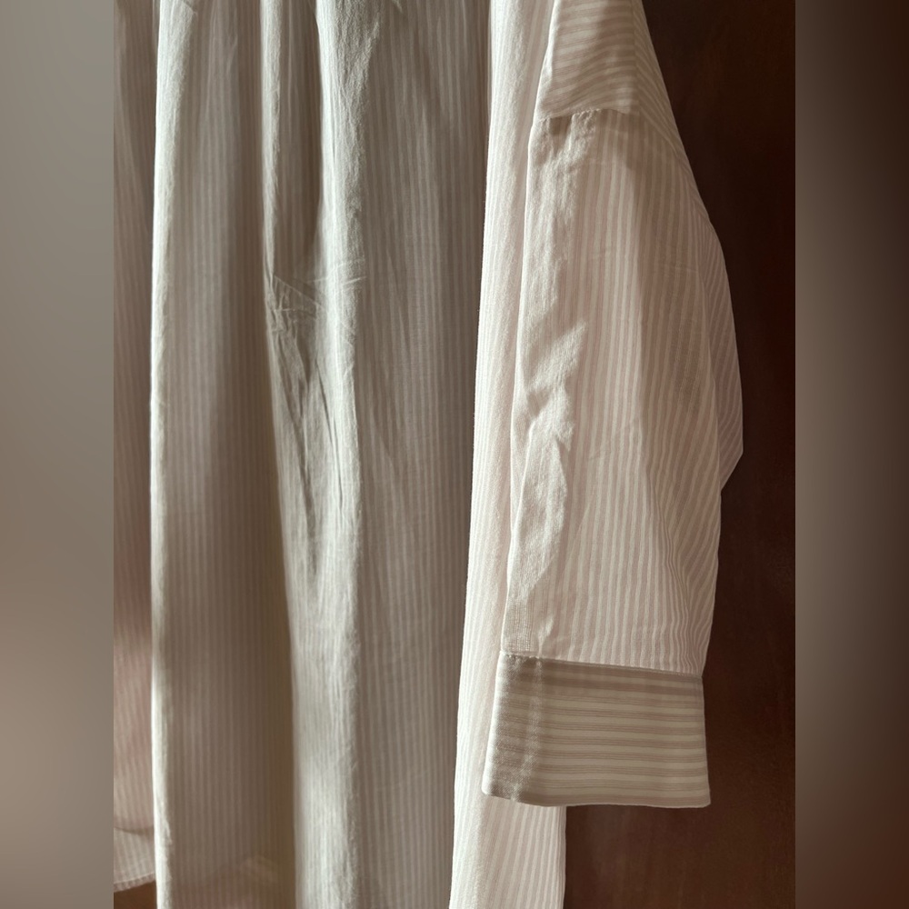Weekend Max Mara Shirt Button Down Striped White and Light Pink Size 10 - Picture 6 of 15